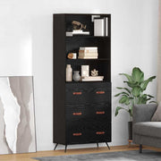 Hoge kast met lade zwart eiken 69,5x34x180 cm