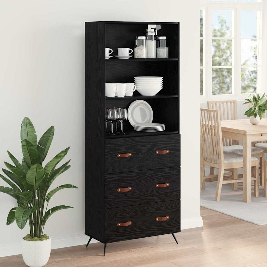 Highboard 2 pcs Zwart eiken 69,5 x 34 x 180 cm Bewerkt hout
