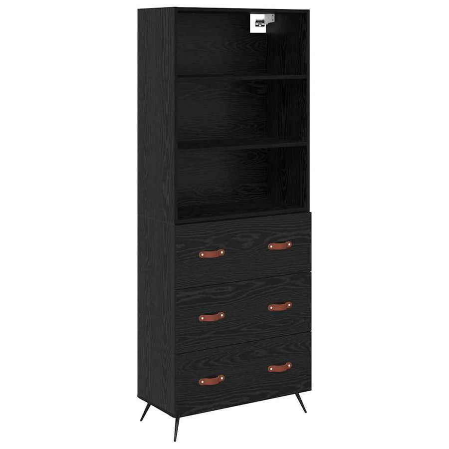 Highboard 2 pcs Zwart eiken 69,5 x 34 x 180 cm Bewerkt hout