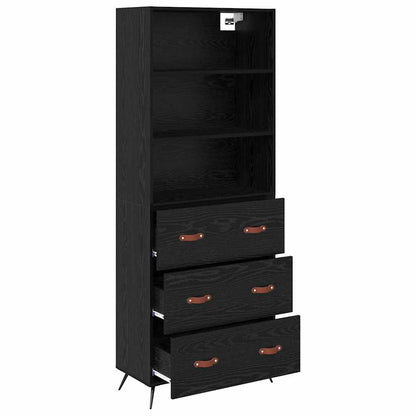 Highboard 2 pcs Zwart eiken 69,5 x 34 x 180 cm Bewerkt hout