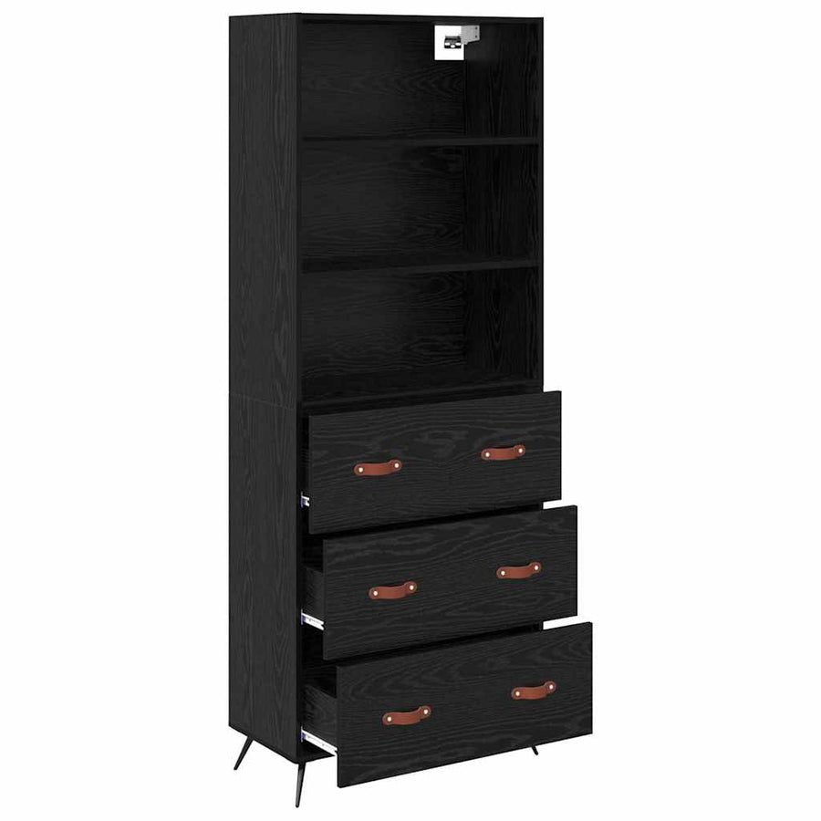 Highboard 2 pcs Zwart eiken 69,5 x 34 x 180 cm Bewerkt hout