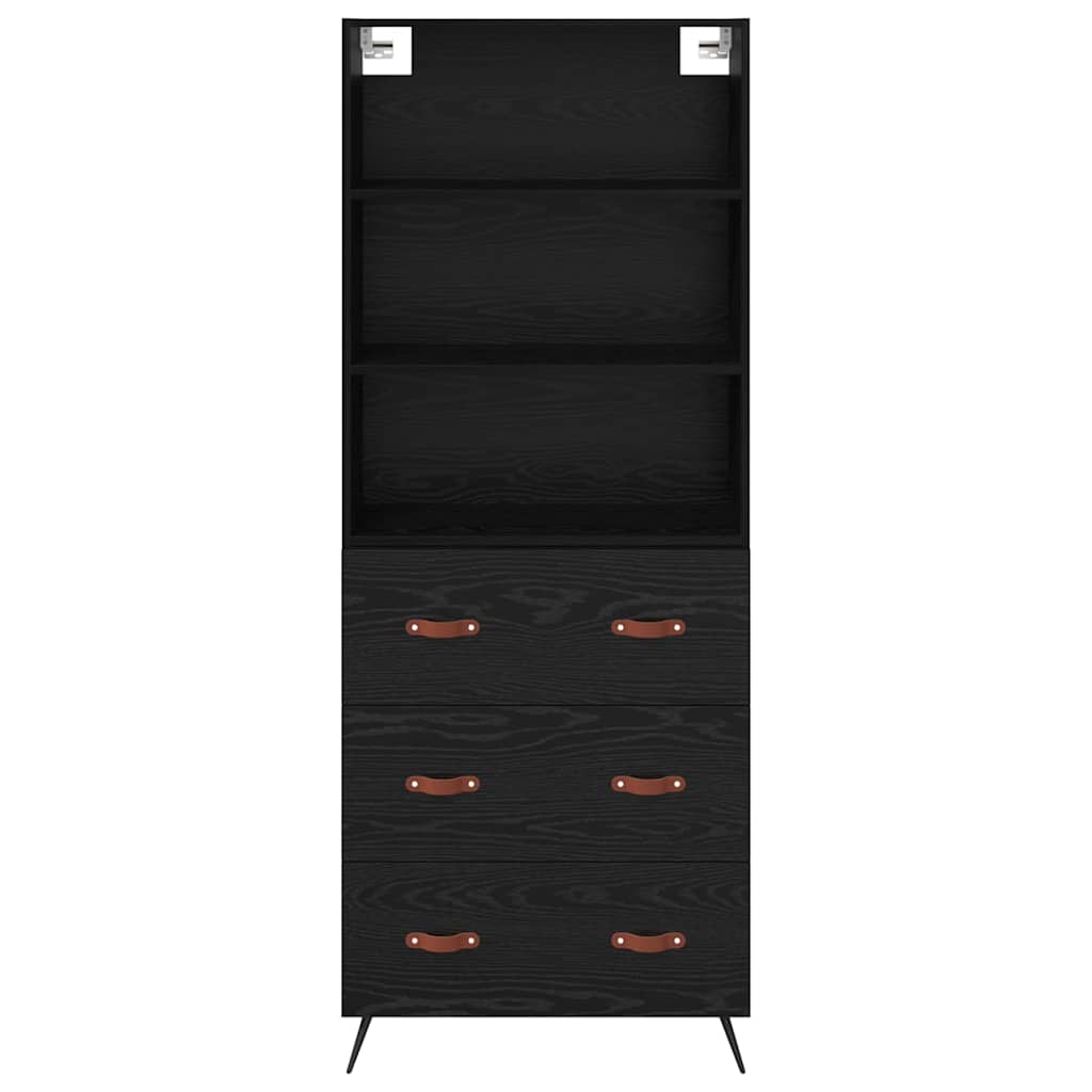 Highboard 2 pcs Zwart eiken 69,5 x 34 x 180 cm Bewerkt hout