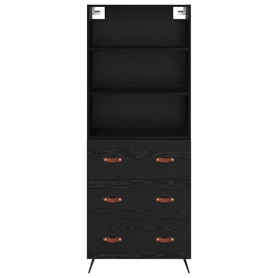 Highboard 2 pcs Zwart eiken 69,5 x 34 x 180 cm Bewerkt hout