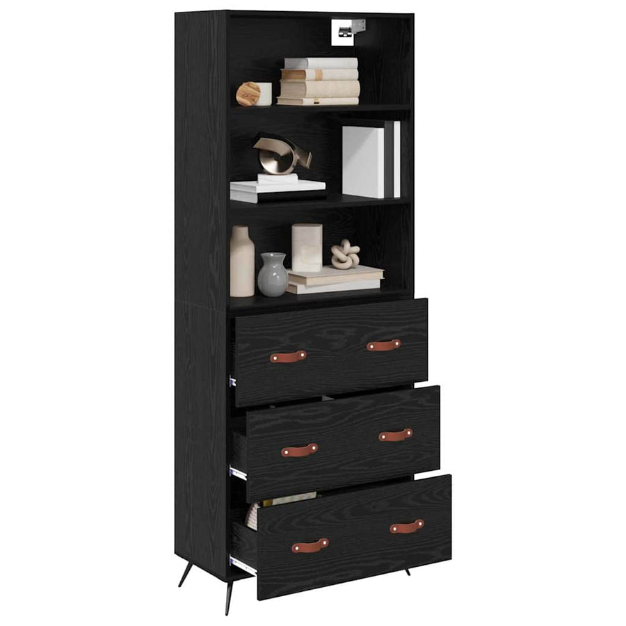 Highboard 2 pcs Zwart eiken 69,5 x 34 x 180 cm Bewerkt hout