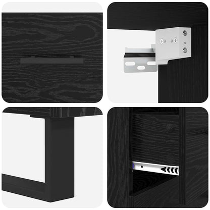 Highboard Wandgemonteerd 2 pcs Zwart Eiken Bewerkt hout