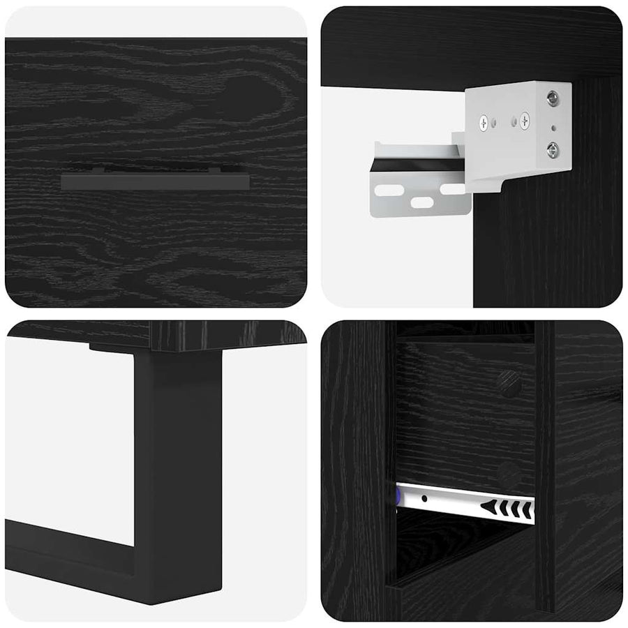 Highboard Wandgemonteerd 2 pcs Zwart Eiken Bewerkt hout