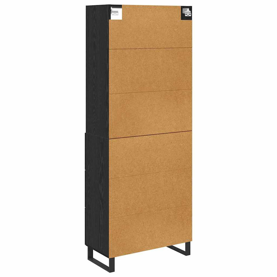 Highboard Wandgemonteerd 2 pcs Zwart Eiken Bewerkt hout