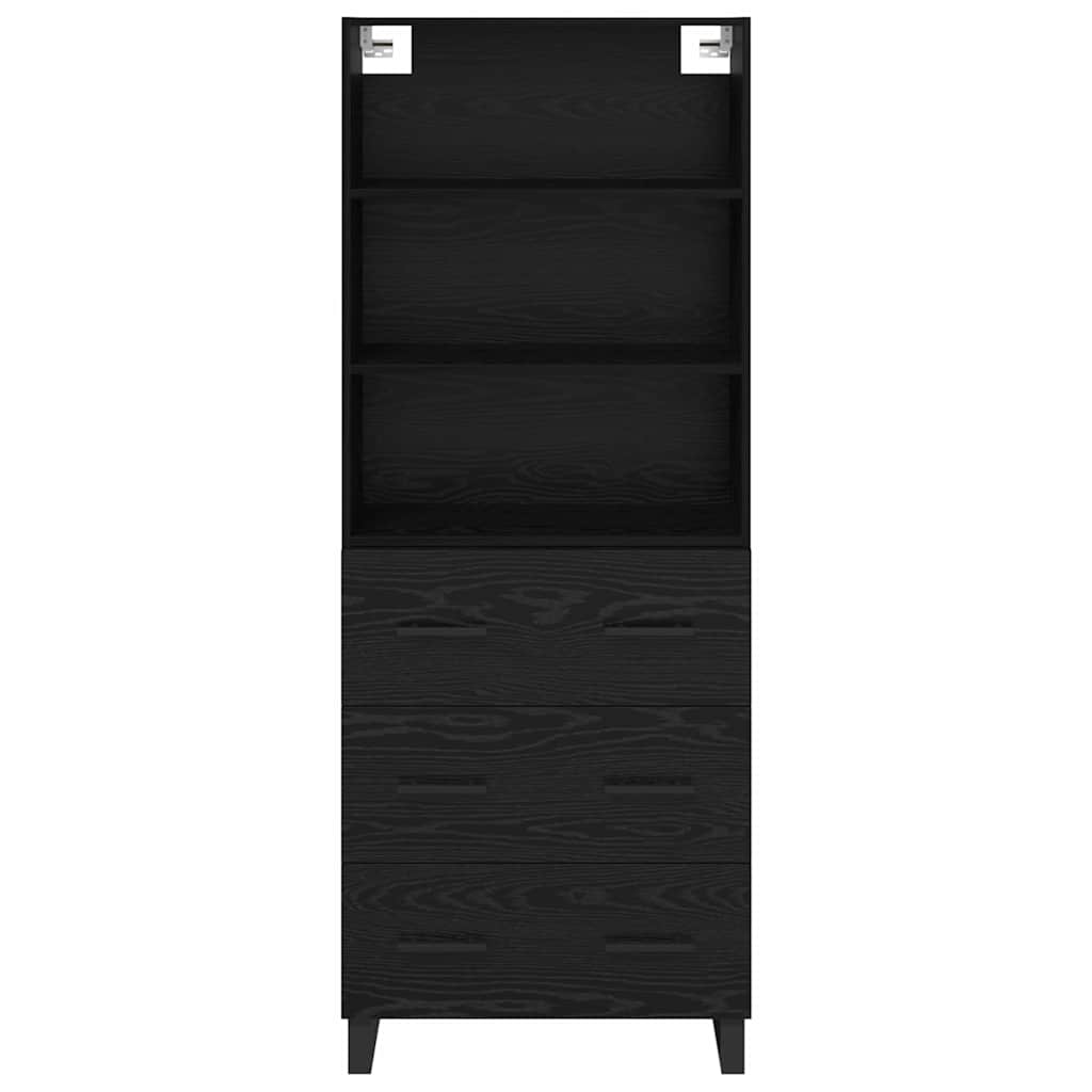 Highboard Wandgemonteerd 2 pcs Zwart Eiken Bewerkt hout