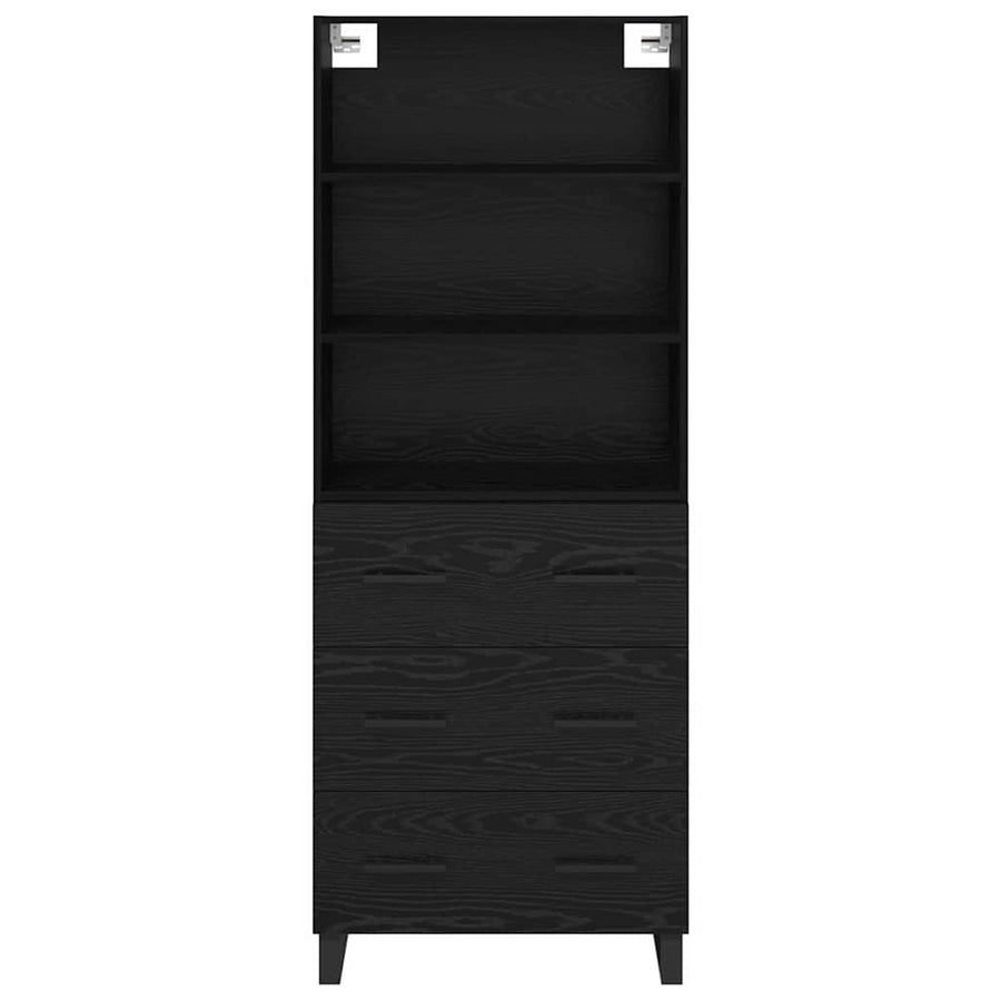 Highboard Wandgemonteerd 2 pcs Zwart Eiken Bewerkt hout