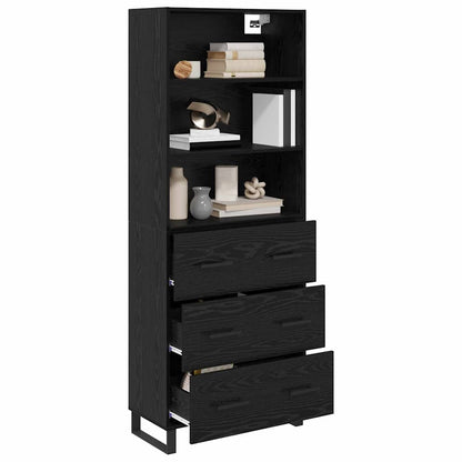 Highboard Wandgemonteerd 2 pcs Zwart Eiken Bewerkt hout