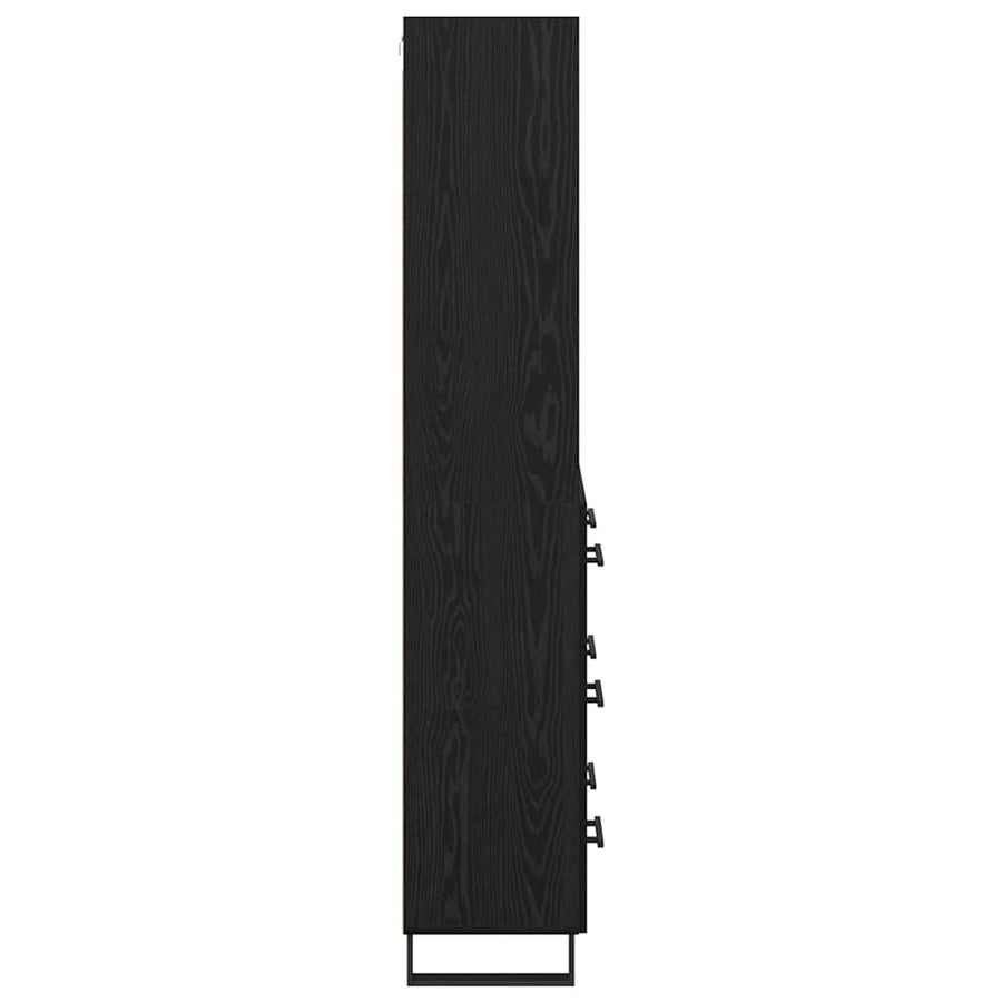 Highboard Wandgemonteerd 2 pcs Zwart Eiken Bewerkt hout