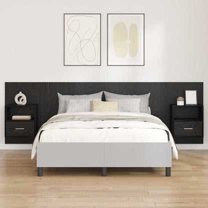 Bed hoofdbord met kastjes 3 pcs Zwart Eiken Bewerkt hout