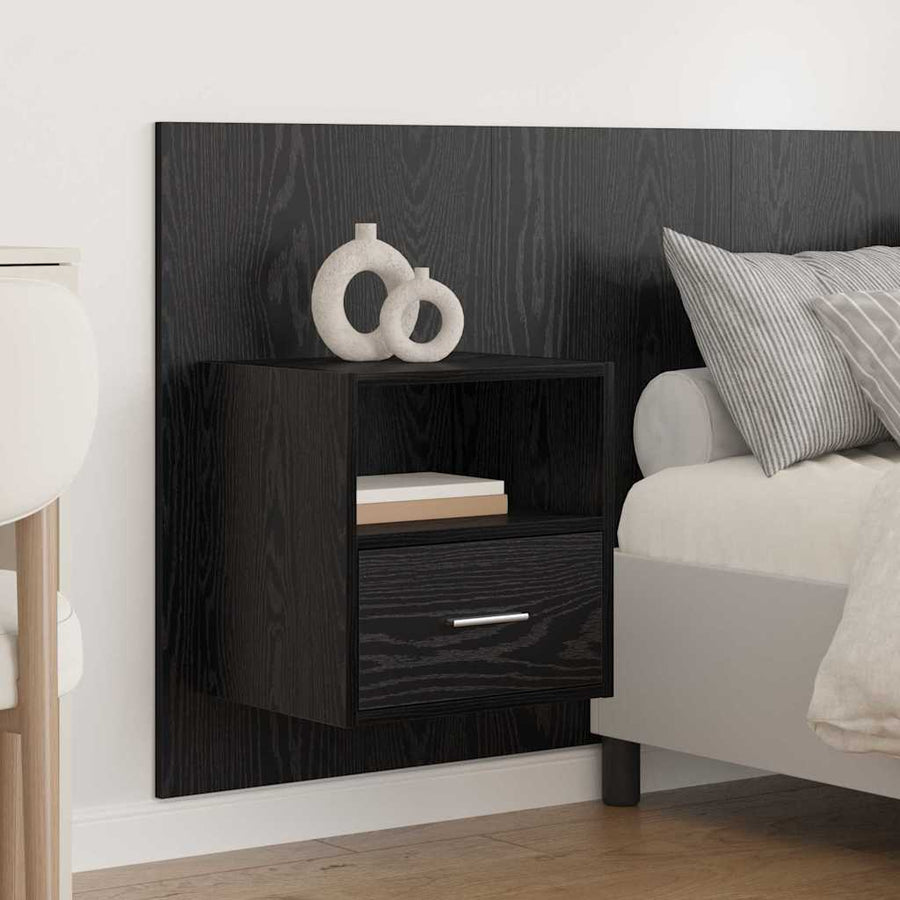 Bed hoofdbord met kastjes 3 pcs Zwart Eiken Bewerkt hout