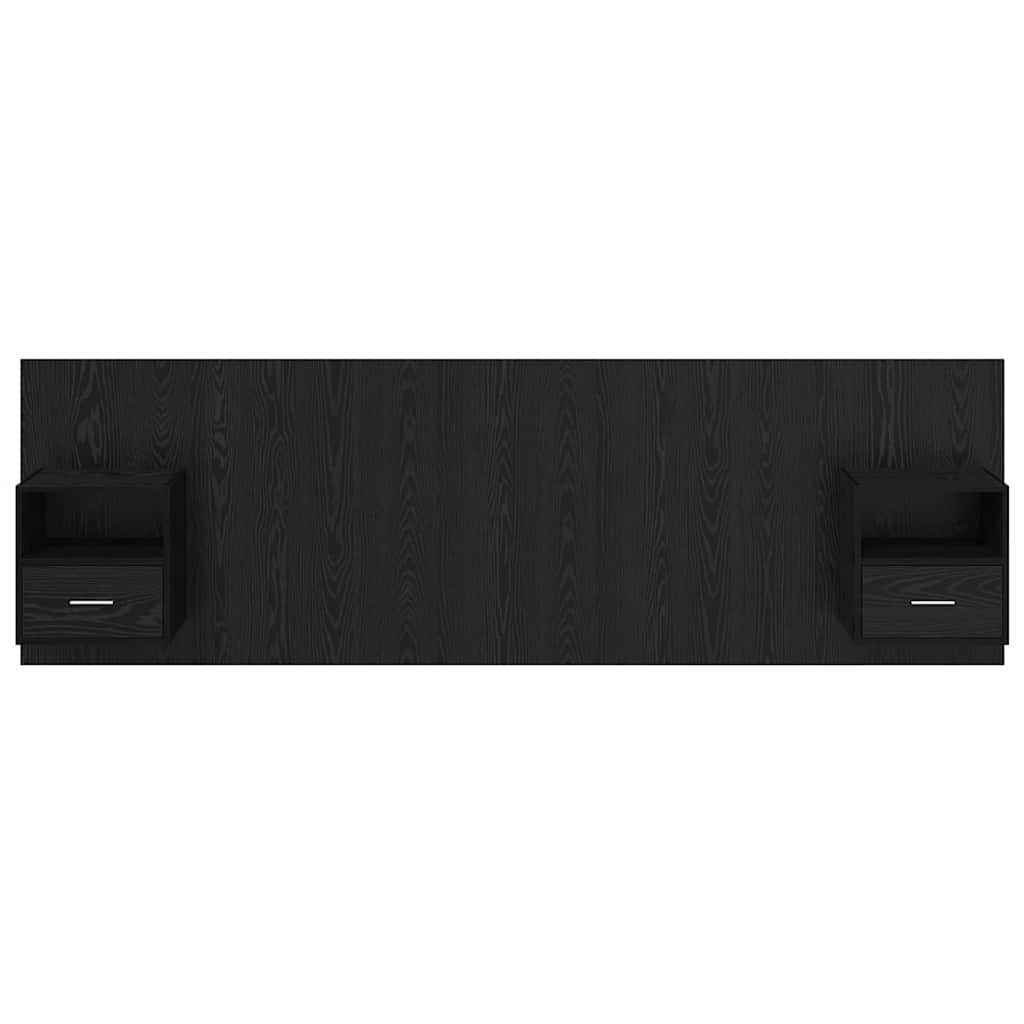 Bed hoofdbord met kastjes 3 pcs Zwart Eiken Bewerkt hout