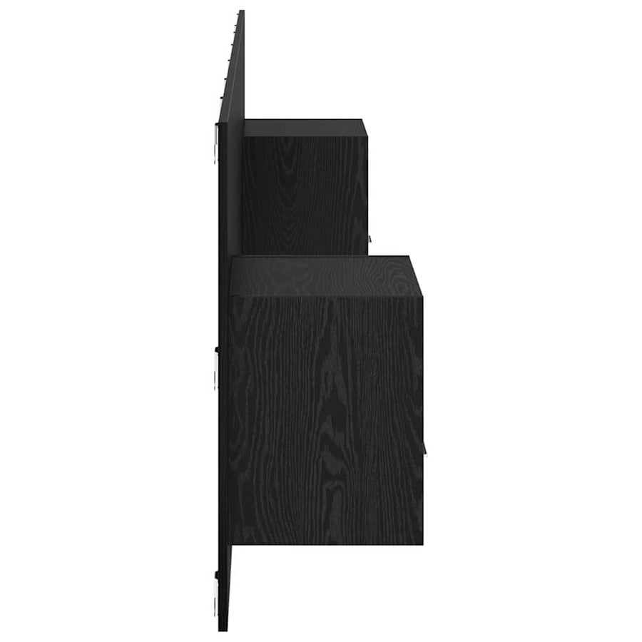 Bed hoofdbord met kastjes 3 pcs Zwart Eiken Bewerkt hout