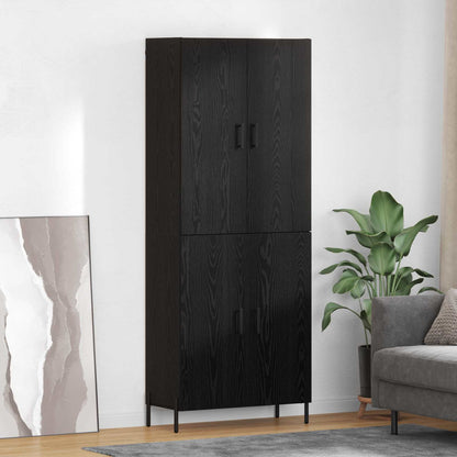 Highboard Zwart Eiken 69,5 x 34 x 180 cm Bewerkt hout