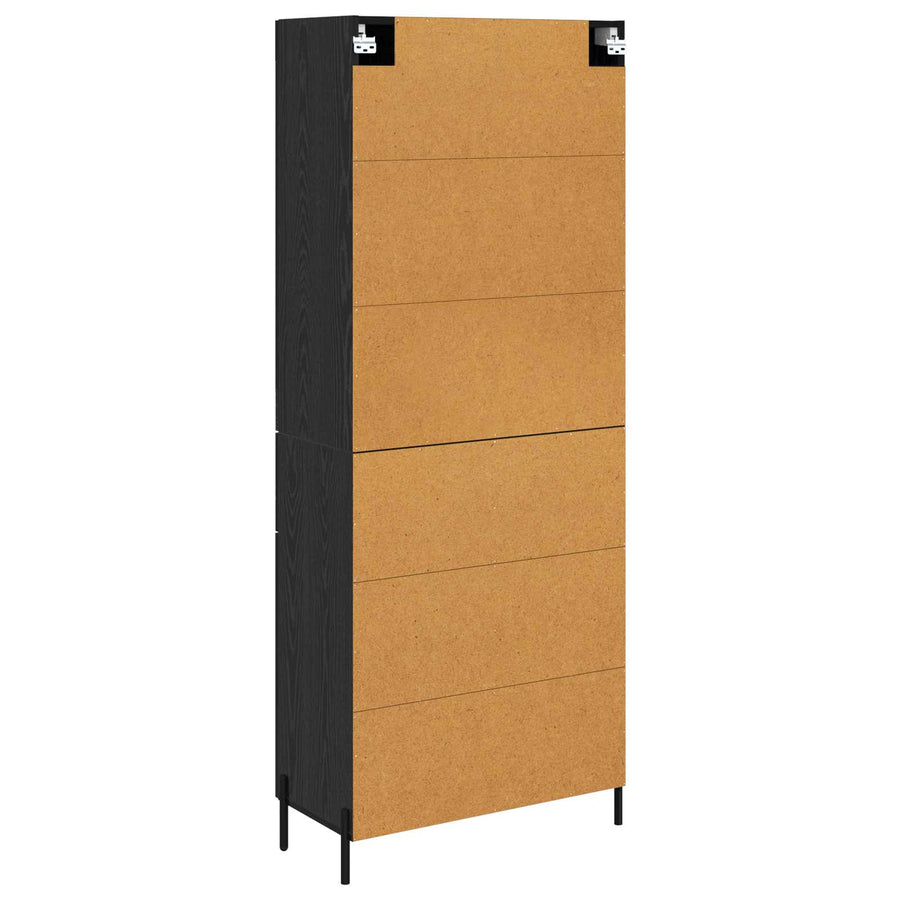 Highboard Zwart Eiken 69,5 x 34 x 180 cm Bewerkt hout