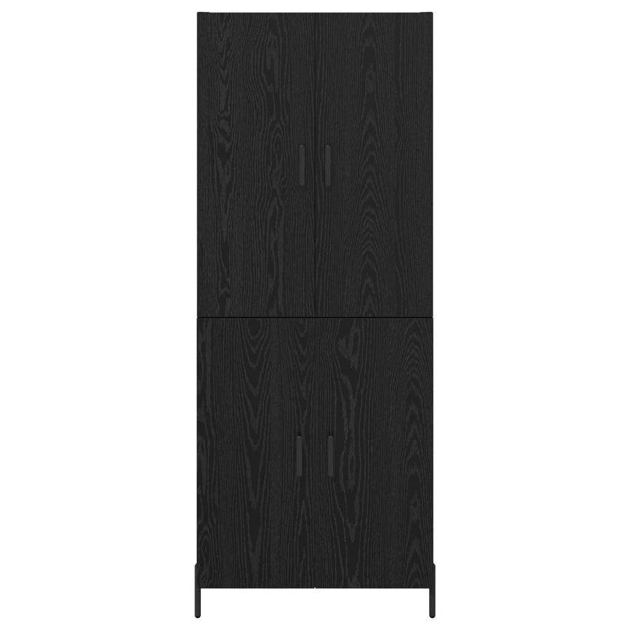 Highboard Zwart Eiken 69,5 x 34 x 180 cm Bewerkt hout