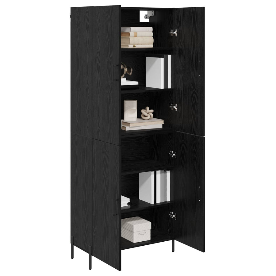 Highboard Zwart Eiken 69,5 x 34 x 180 cm Bewerkt hout