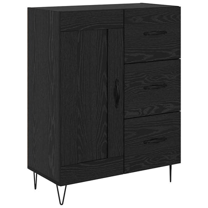 Highboard met lade Zwart Eiken 69,5 x 34 x 180 cm Bewerkt hout