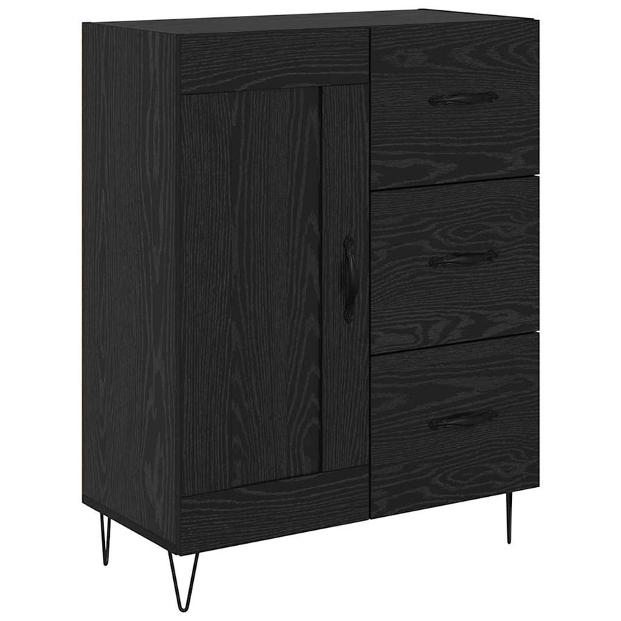 Highboard met lade Zwart Eiken 69,5 x 34 x 180 cm Bewerkt hout