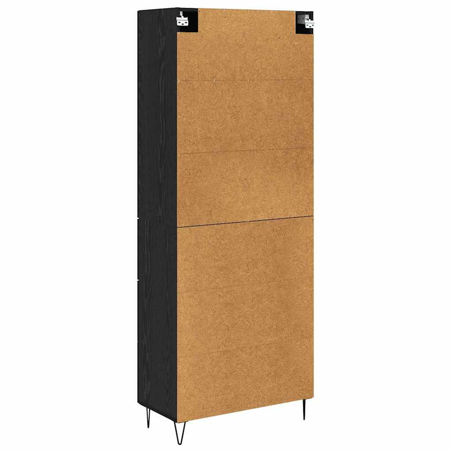 Highboard met lade Zwart Eiken 69,5 x 34 x 180 cm Bewerkt hout