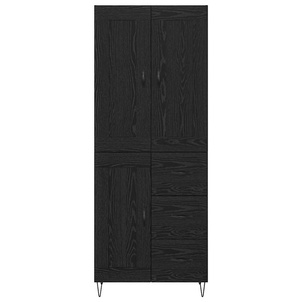Highboard met lade Zwart Eiken 69,5 x 34 x 180 cm Bewerkt hout
