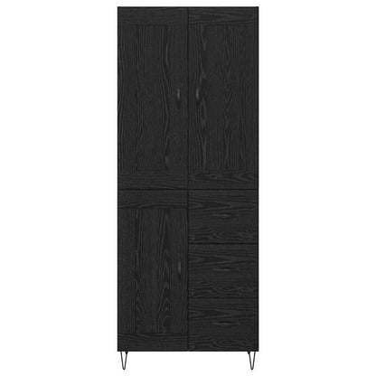 Highboard met lade Zwart Eiken 69,5 x 34 x 180 cm Bewerkt hout