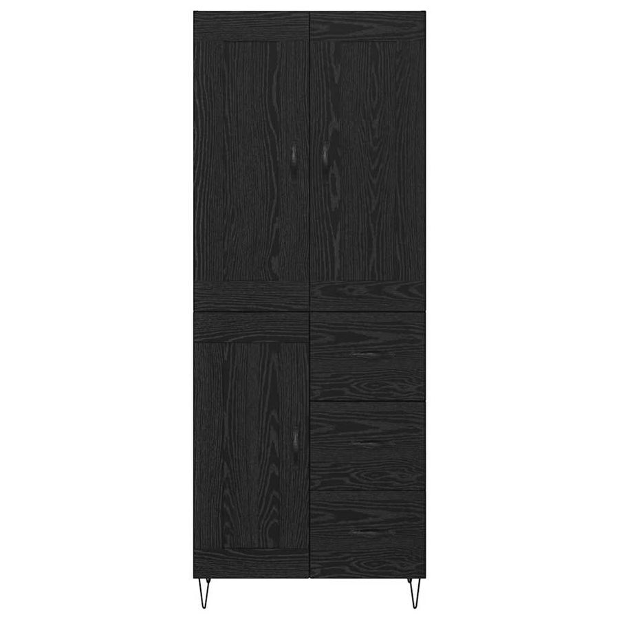 Highboard met lade Zwart Eiken 69,5 x 34 x 180 cm Bewerkt hout