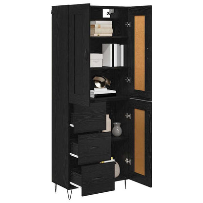 Highboard met lade Zwart Eiken 69,5 x 34 x 180 cm Bewerkt hout