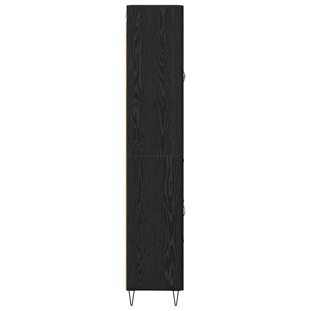 Highboard met lade Zwart Eiken 69,5 x 34 x 180 cm Bewerkt hout