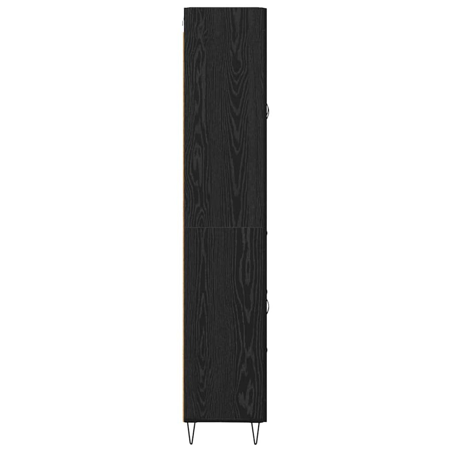 Highboard met lade Zwart Eiken 69,5 x 34 x 180 cm Bewerkt hout