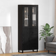 Hoge kast met lade zwart eiken 69,5x34x180 cm