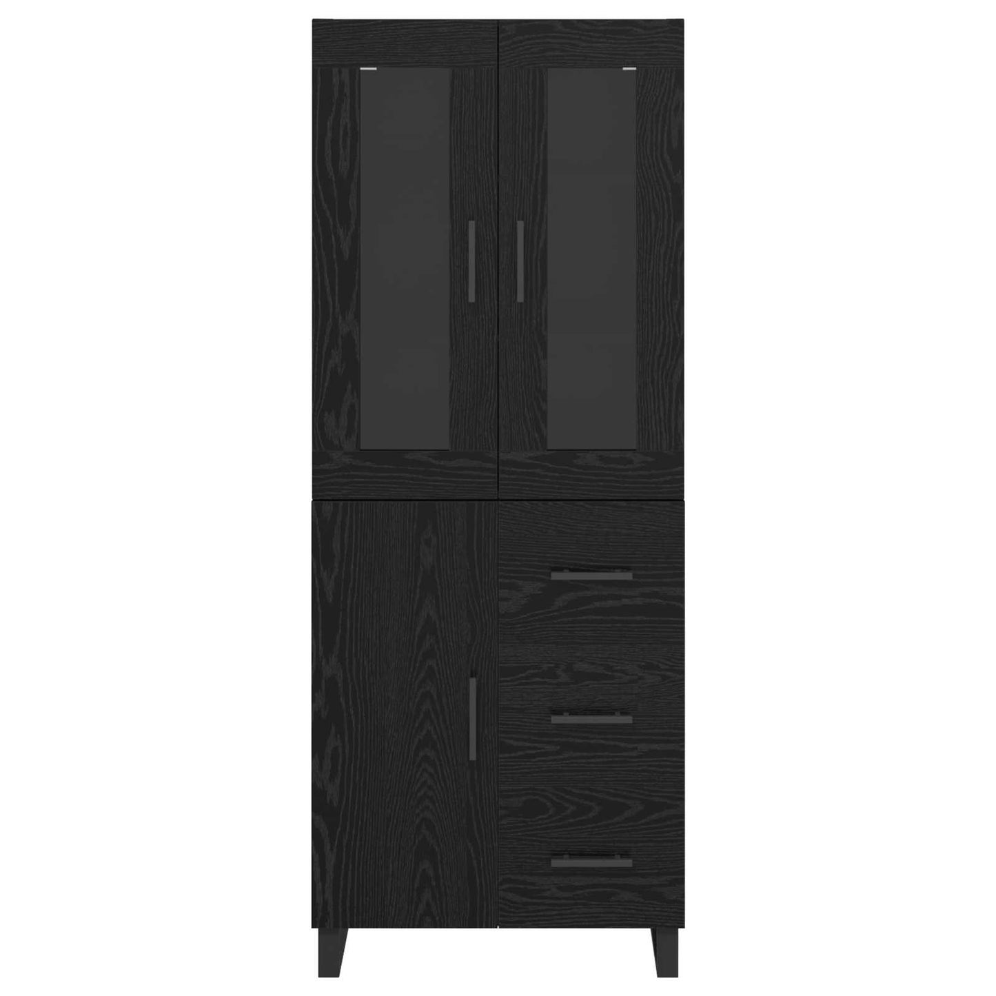 Highboard met lade Zwart Eiken 69,5 x 34 x 180 cm Bewerkt hout