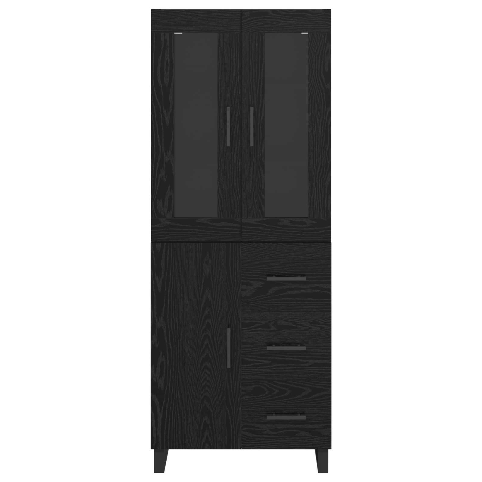 Highboard met lade Zwart Eiken 69,5 x 34 x 180 cm Bewerkt hout