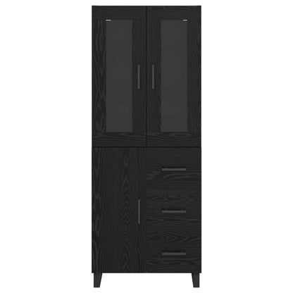 Highboard met lade Zwart Eiken 69,5 x 34 x 180 cm Bewerkt hout