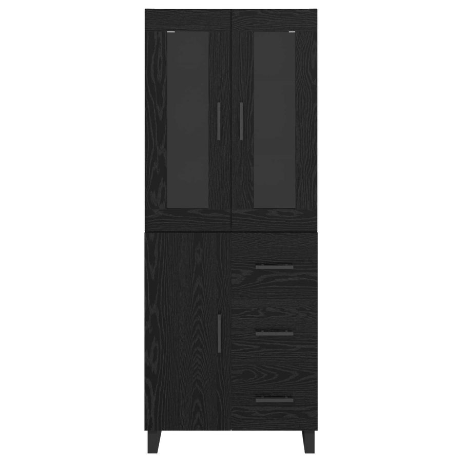 Highboard met lade Zwart Eiken 69,5 x 34 x 180 cm Bewerkt hout