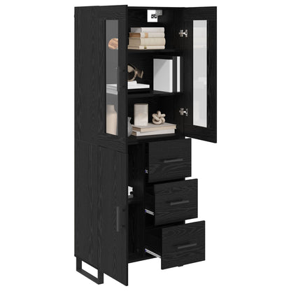 Highboard met lade Zwart Eiken 69,5 x 34 x 180 cm Bewerkt hout