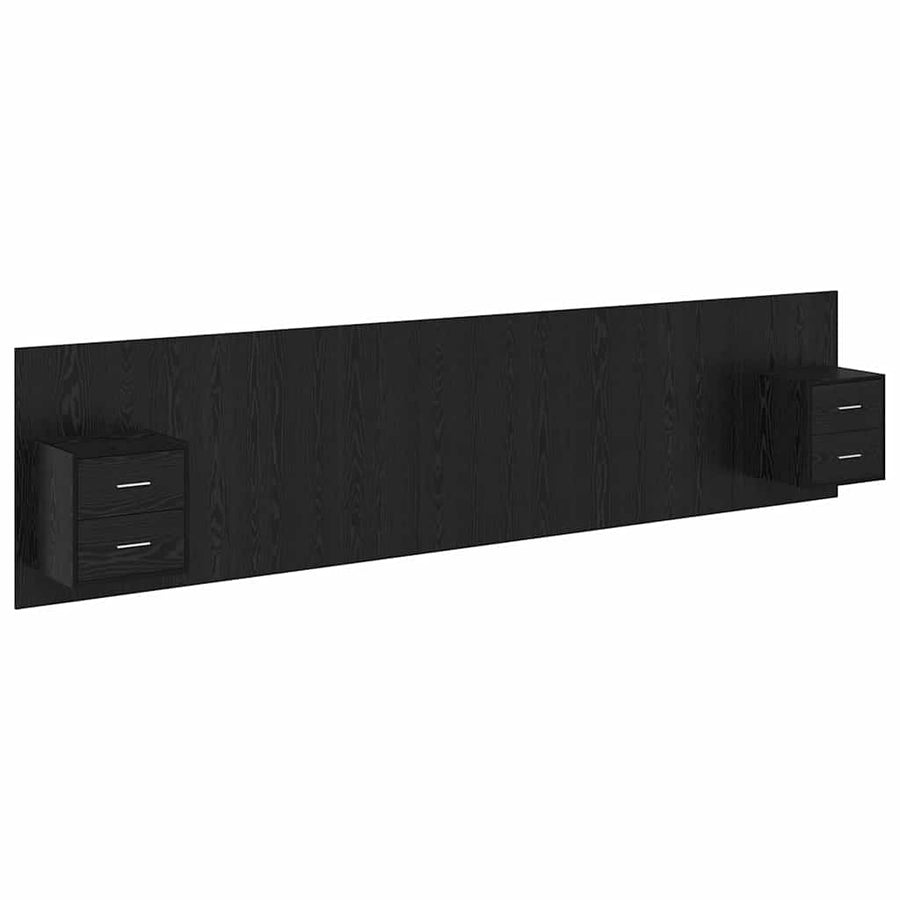 Hoofdbord Met Kast Zwart Eiken 337 x 32,5 x 80 cm Bewerkt hout