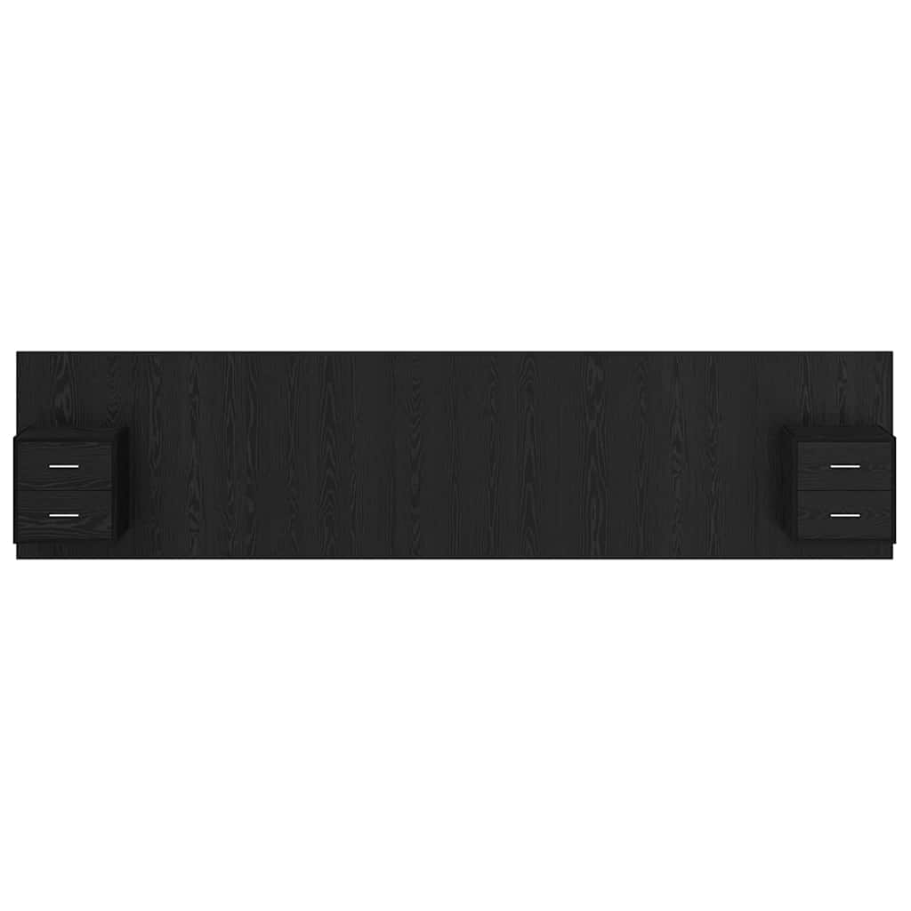 Hoofdbord Met Kast Zwart Eiken 337 x 32,5 x 80 cm Bewerkt hout