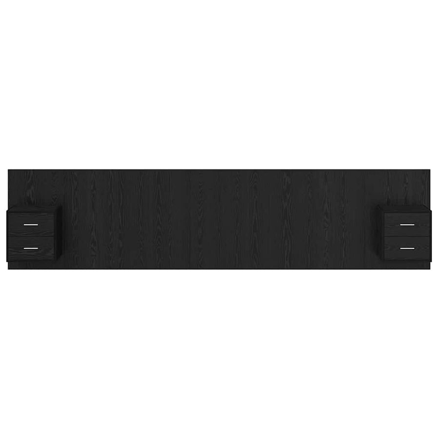 Hoofdbord Met Kast Zwart Eiken 337 x 32,5 x 80 cm Bewerkt hout