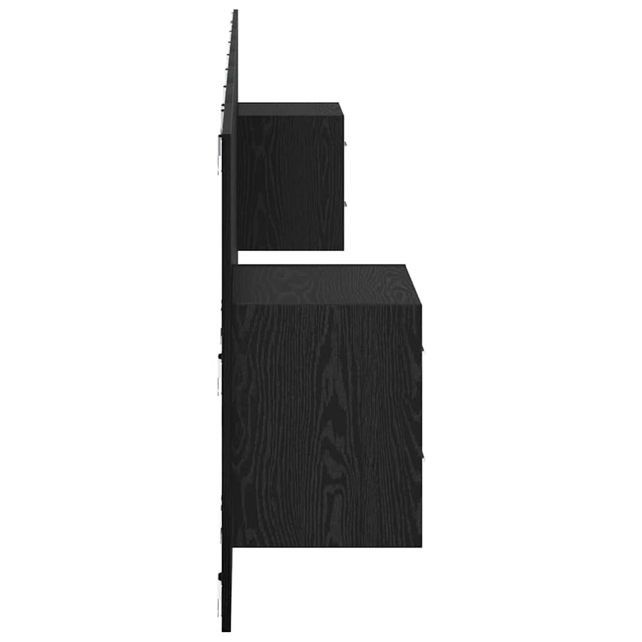 Hoofdbord Met Kast Zwart Eiken 337 x 32,5 x 80 cm Bewerkt hout