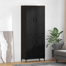 Highboard met lade Zwart Eiken 69,5 x 34 x 180 cm Bewerkt hout