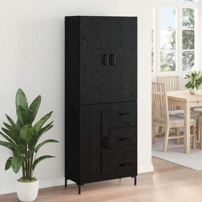 Highboard met lade Zwart Eiken 69,5 x 34 x 180 cm Bewerkt hout