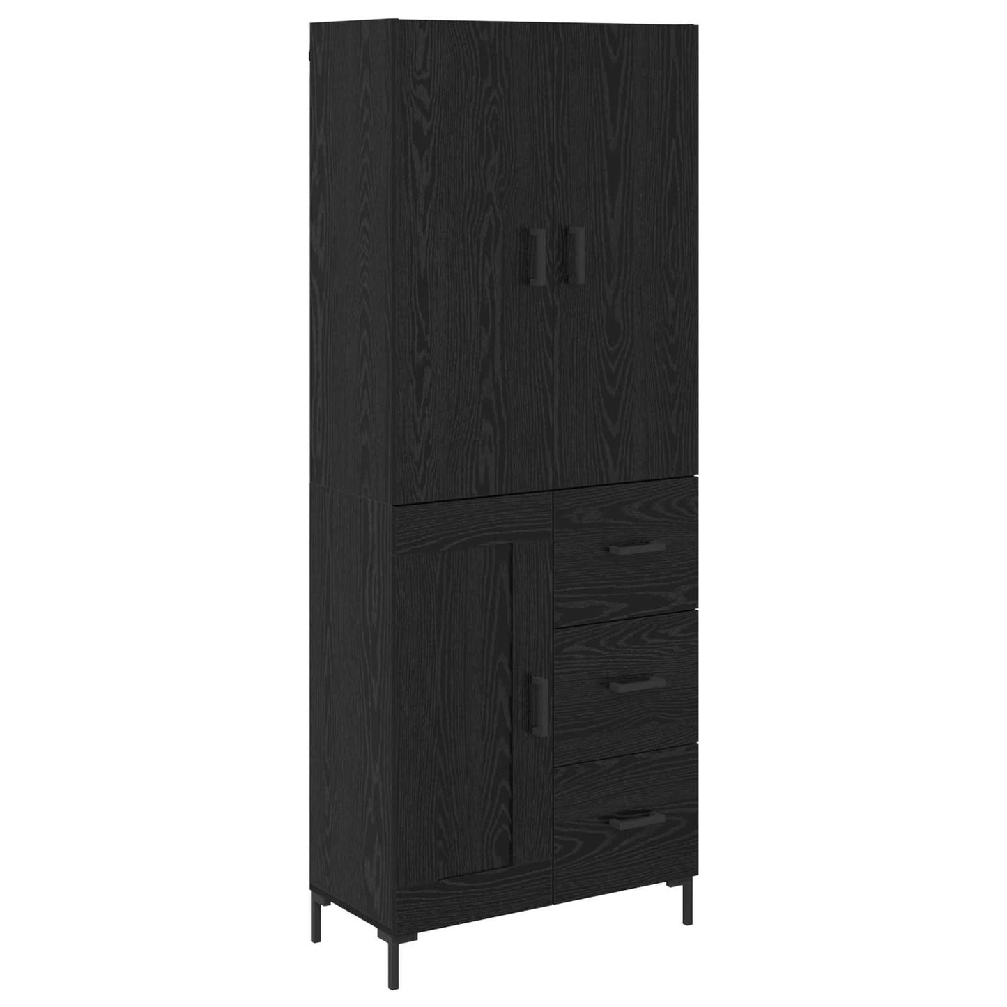Highboard met lade Zwart Eiken 69,5 x 34 x 180 cm Bewerkt hout
