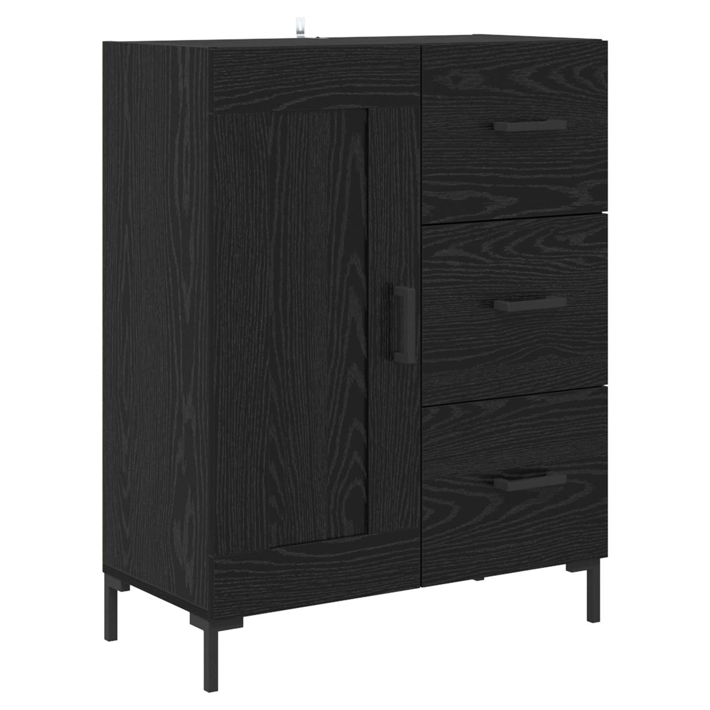 Highboard met lade Zwart Eiken 69,5 x 34 x 180 cm Bewerkt hout