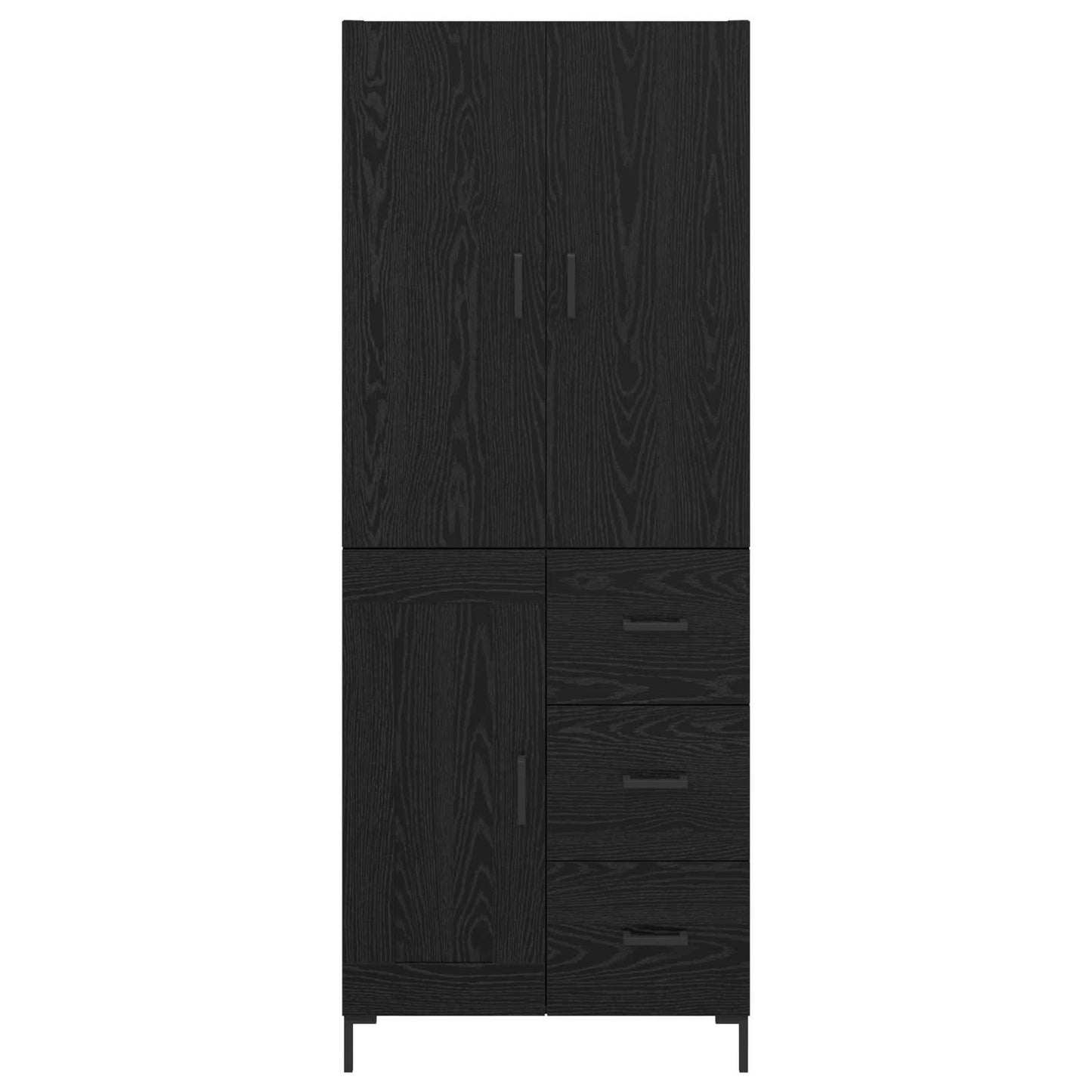 Highboard met lade Zwart Eiken 69,5 x 34 x 180 cm Bewerkt hout