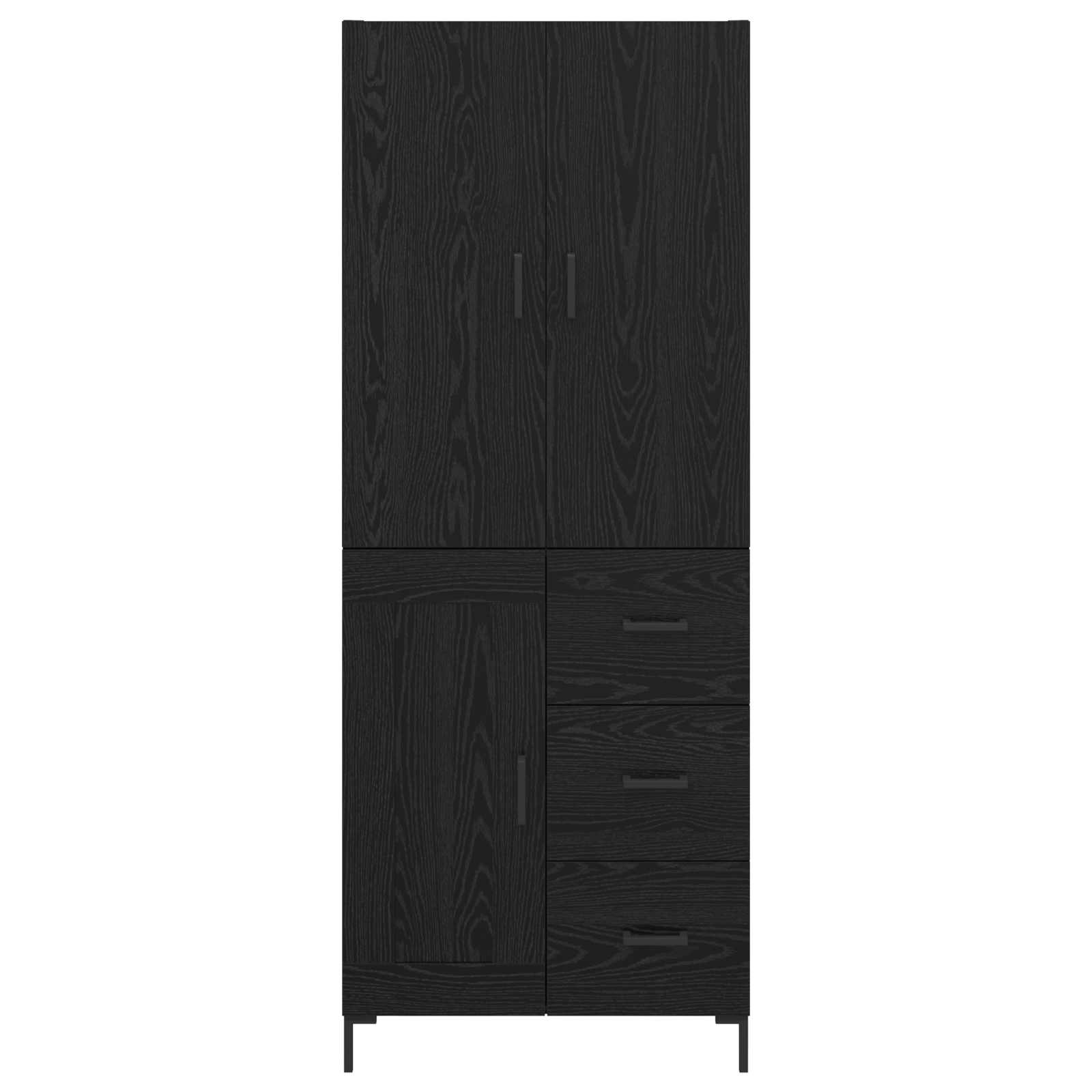 Highboard met lade Zwart Eiken 69,5 x 34 x 180 cm Bewerkt hout
