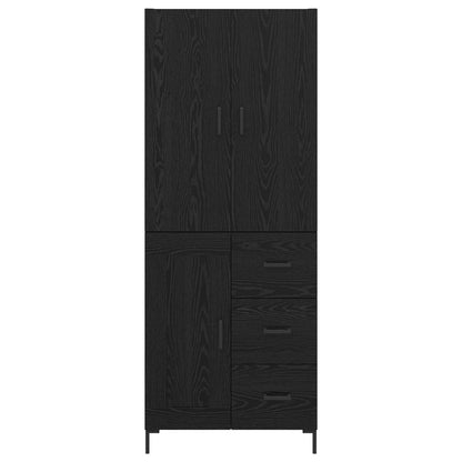 Highboard met lade Zwart Eiken 69,5 x 34 x 180 cm Bewerkt hout
