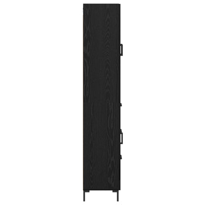 Highboard met lade Zwart Eiken 69,5 x 34 x 180 cm Bewerkt hout